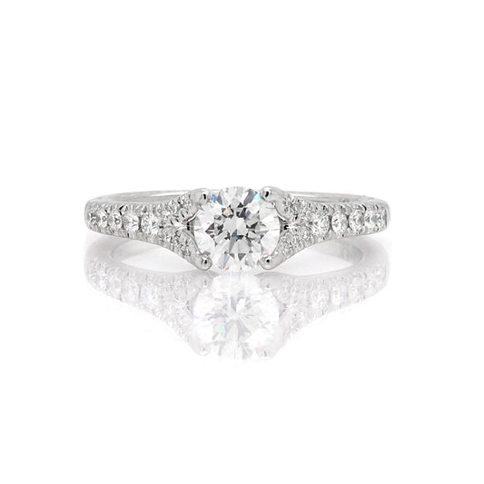 Diamond solitaire ring in platinum.