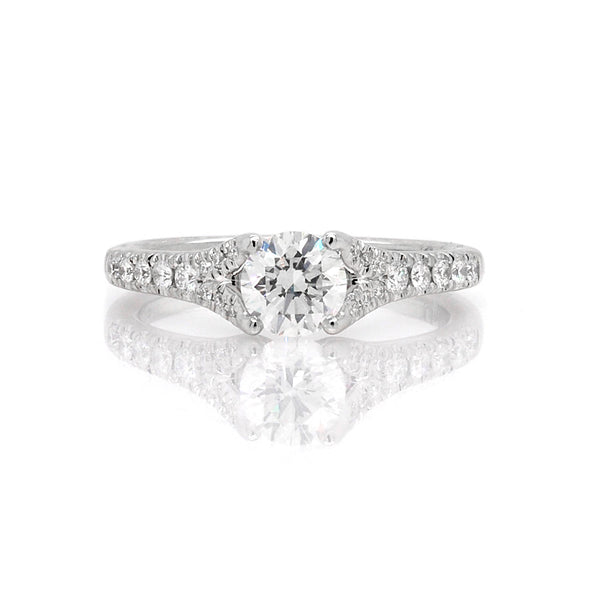 Diamond solitaire ring in platinum.