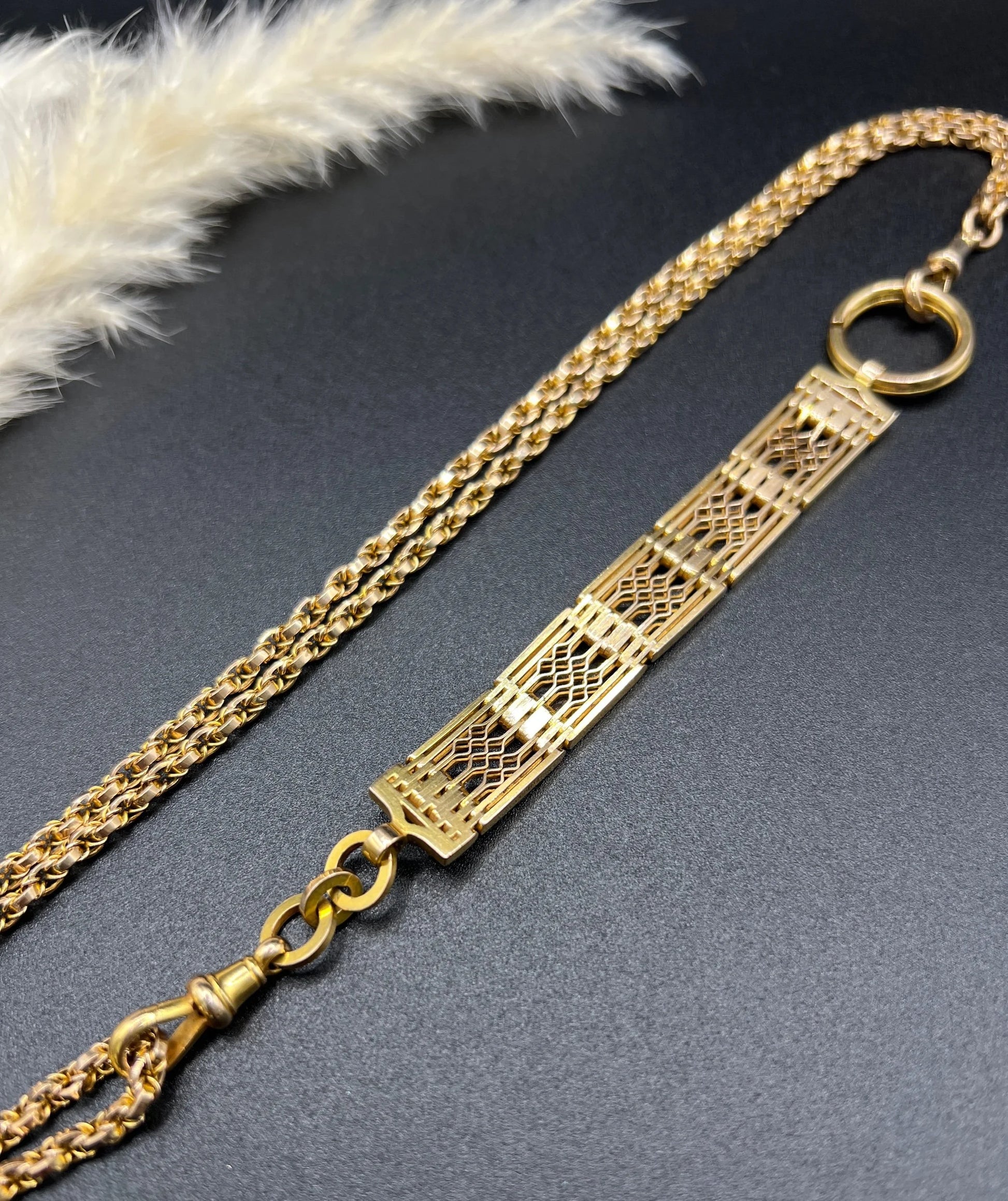 Antique 9 Carat Yellow Gold Gate Link Chain Extender Pendant, Circa 1900