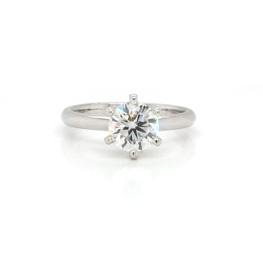 Diamond solitaire engagement ring in platinum.