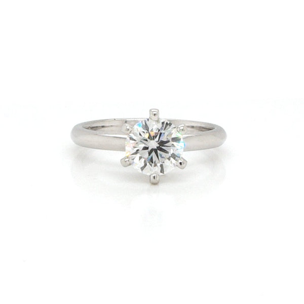 Diamond solitaire engagement ring in platinum.