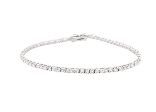 Diamond Line Bracelet, 3.15 carat total, 18ct White Gold