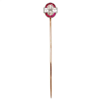 Vintage Late Art Deco Van Cleef and Arpels Ruby and Diamond Tie Pin