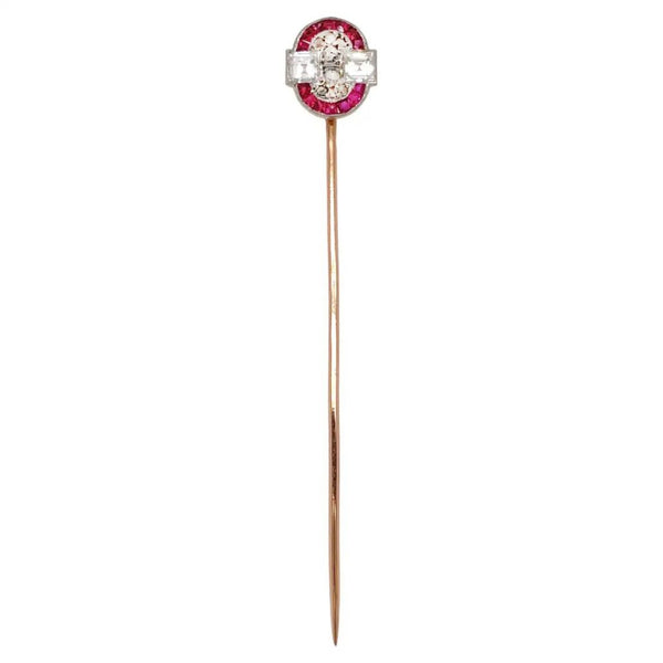 Vintage Late Art Deco Van Cleef and Arpels Ruby and Diamond Tie Pin