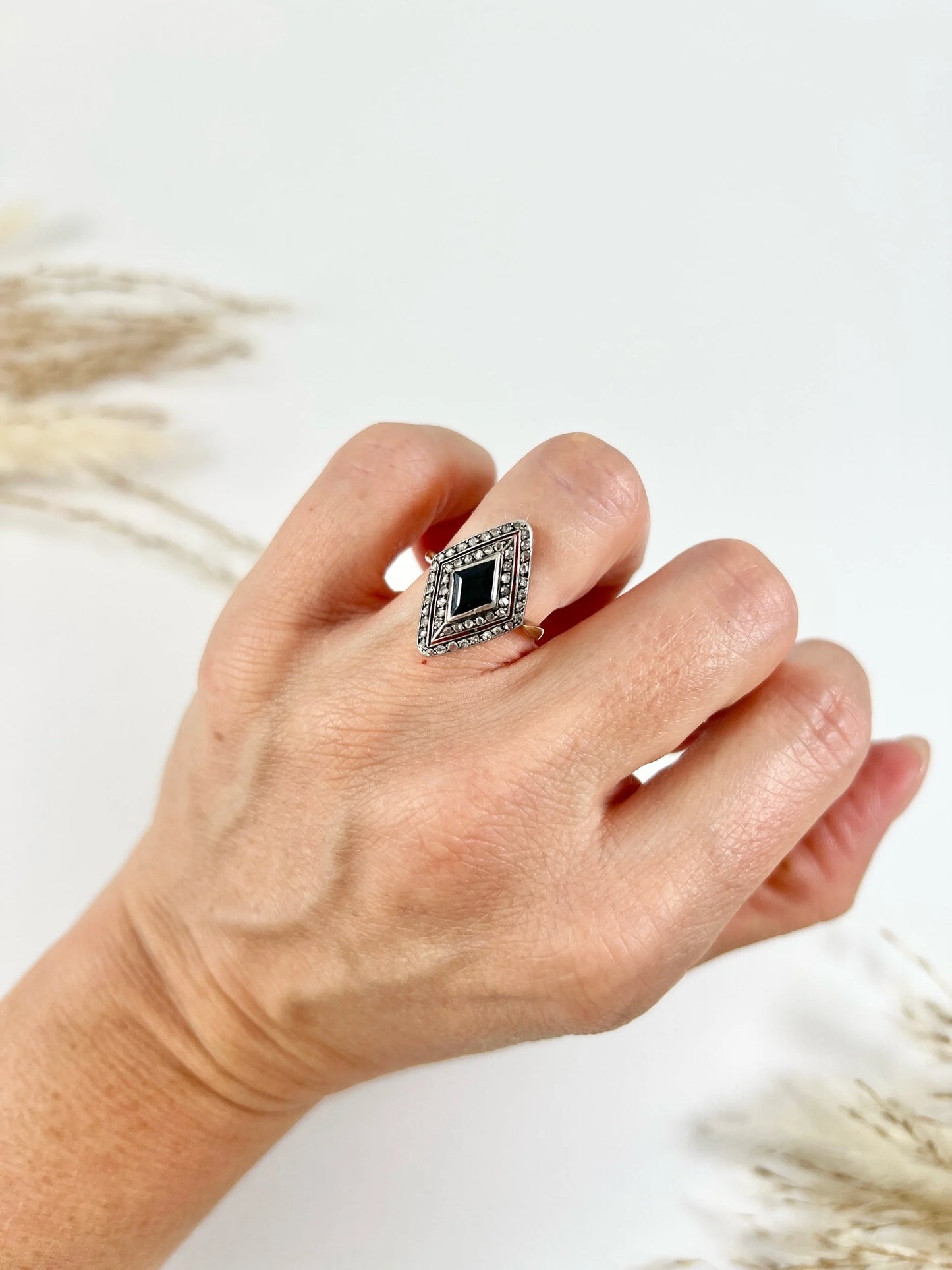Edwardian 18 Carat Gold Sapphire and Diamond Marquise/Navette Ring, Circa 1900