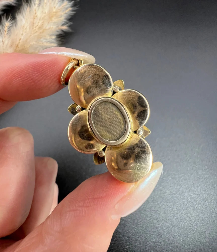 Antique Victorian Agate And Diamond Locket In 15 Carat Yellow Gold