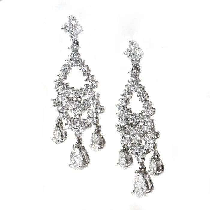 Contemporary Diamond Chandelier Earrings, 5.32 carats