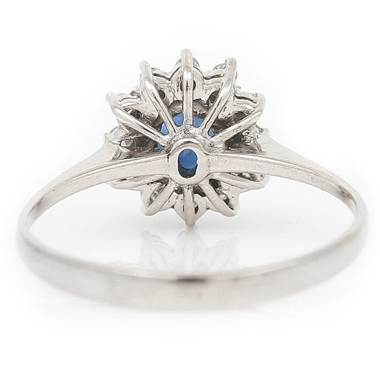Vintage 1.34ct Sapphire and Diamond Cluster Ring