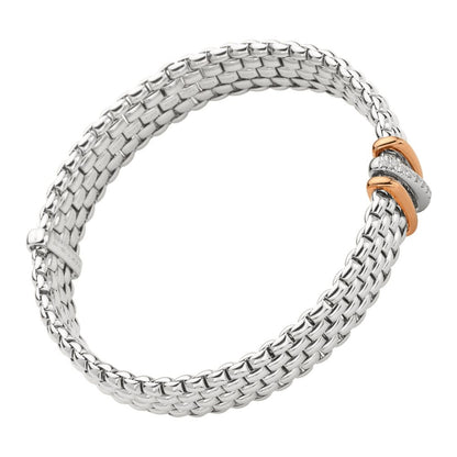 FOPE 18 Carat White Gold Panorama Bracelet With Rose Gold Diamond-Set Rondel