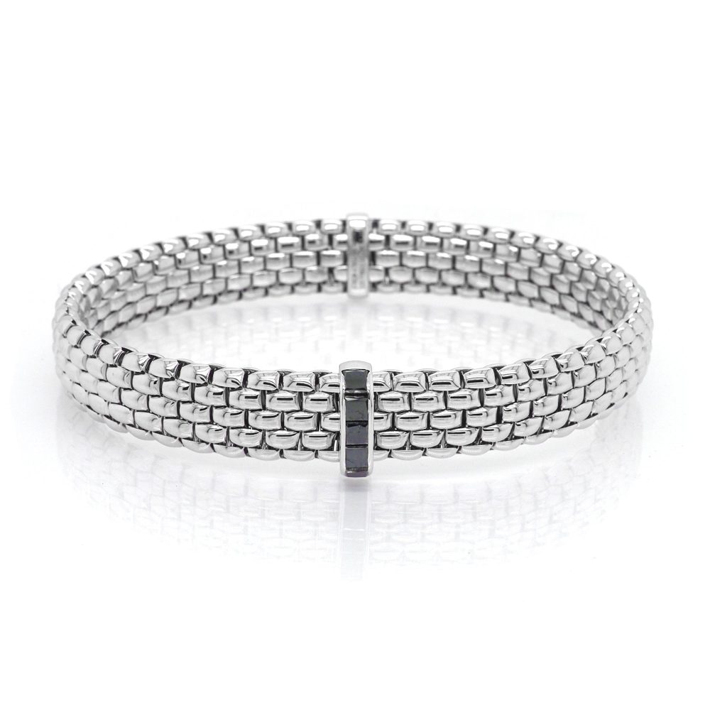FOPE 18 Carat White Gold Panorama Bracelet With Black Diamonds