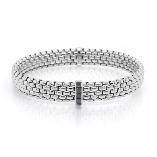 FOPE 18 Carat White Gold Panorama Bracelet With Black Diamonds