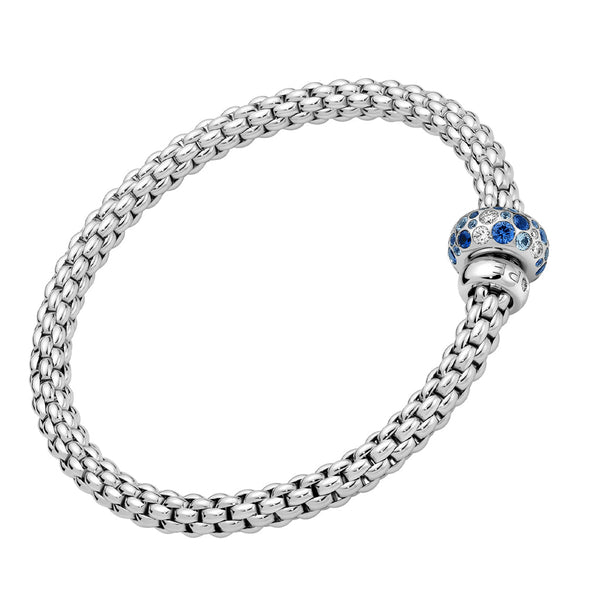 FOPE Solo 18 Carat White Gold  Flex it Bracelet With Sapphire And Diamond Rondel