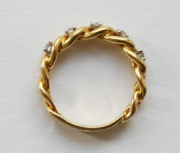 Vintage Diamond and 18ct Yellow Gold Chain Link Ring