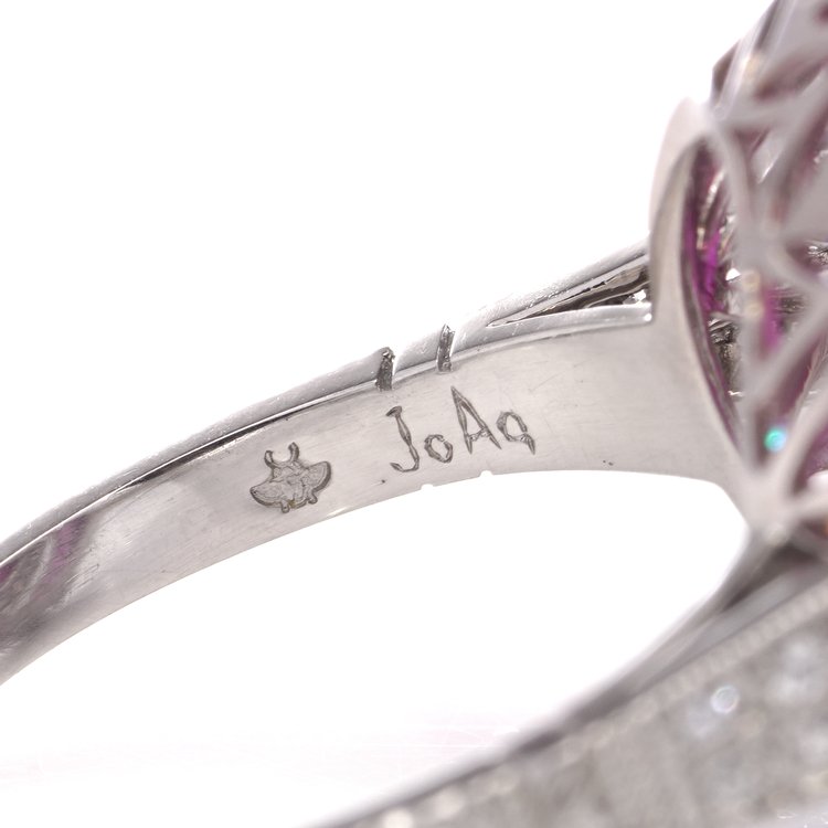 1.66ct Oval Ruby and Diamond Double Cluster Dress Ring in Platinum