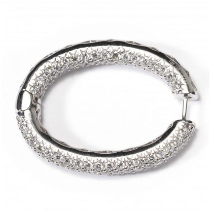 Diamond Oval Hoop Earrings in 18ct White Gold, 7.60 carats