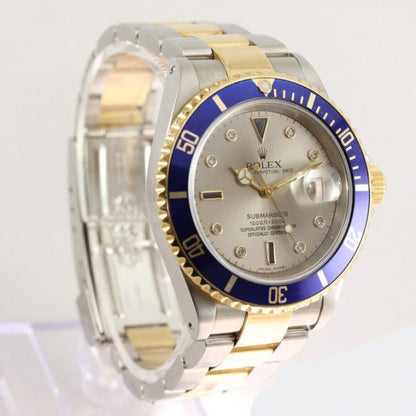 Rolex Submariner Date 16613 Serti Dial Steel and Gold, Box and Papers