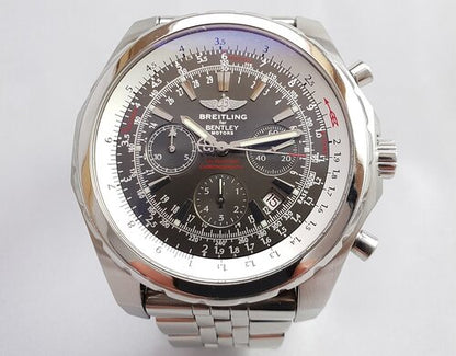 Breitling Bentley Motors 49mm Automatic Chronograph Stainless Steel Watch, black dial, stainless steel strap, Circa 2000s with papers