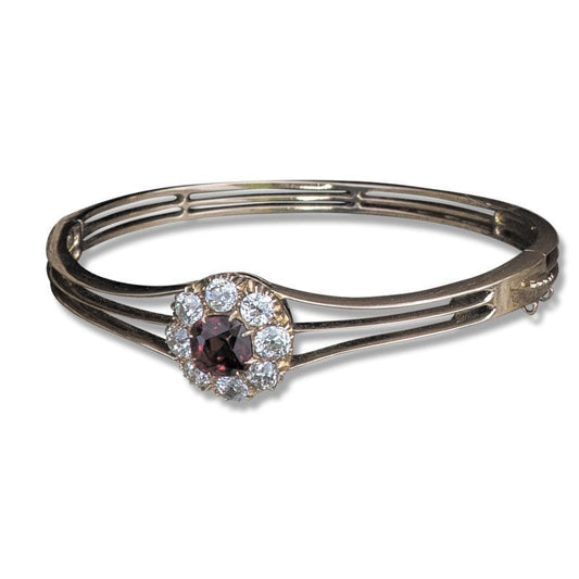 Antique Edwardian Garnet and Diamond Bangle