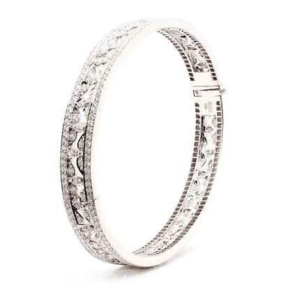 Diamond Hinged Bangle In 18 Carat White Gold
