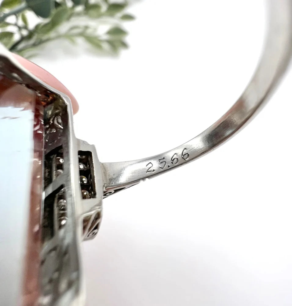 Vintage 25.66ct Aquamarine and Diamond Cocktail Ring