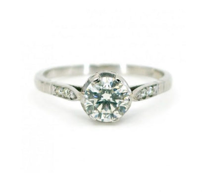 Vintage Diamond, Sapphire and Platinum Engagement Ring, 1.21 carats