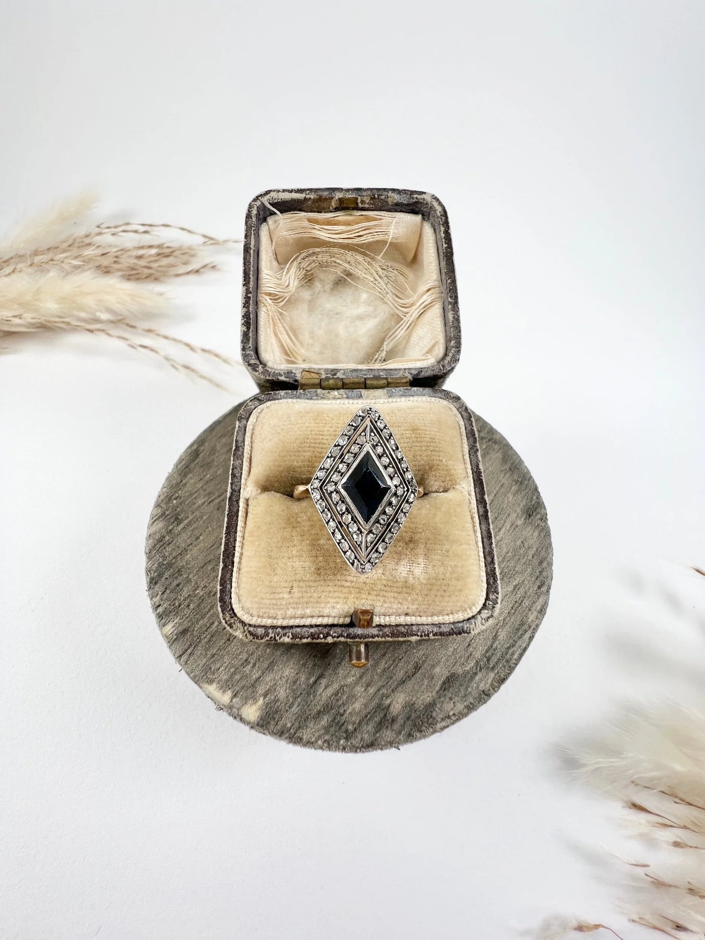 Edwardian 18 Carat Gold Sapphire and Diamond Marquise/Navette Ring, Circa 1900