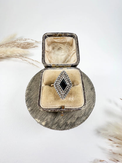 Edwardian 18 Carat Gold Sapphire and Diamond Marquise/Navette Ring, Circa 1900