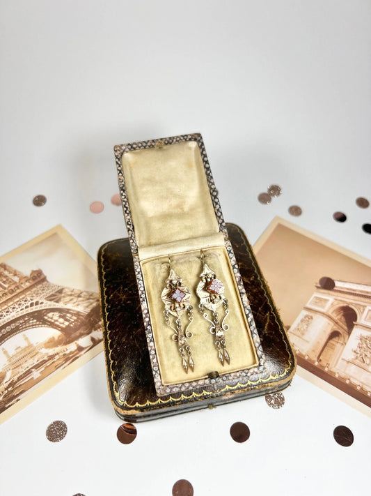 Antique 14ct Gold Edwardian Carved Sardonyx Cameo Earrings