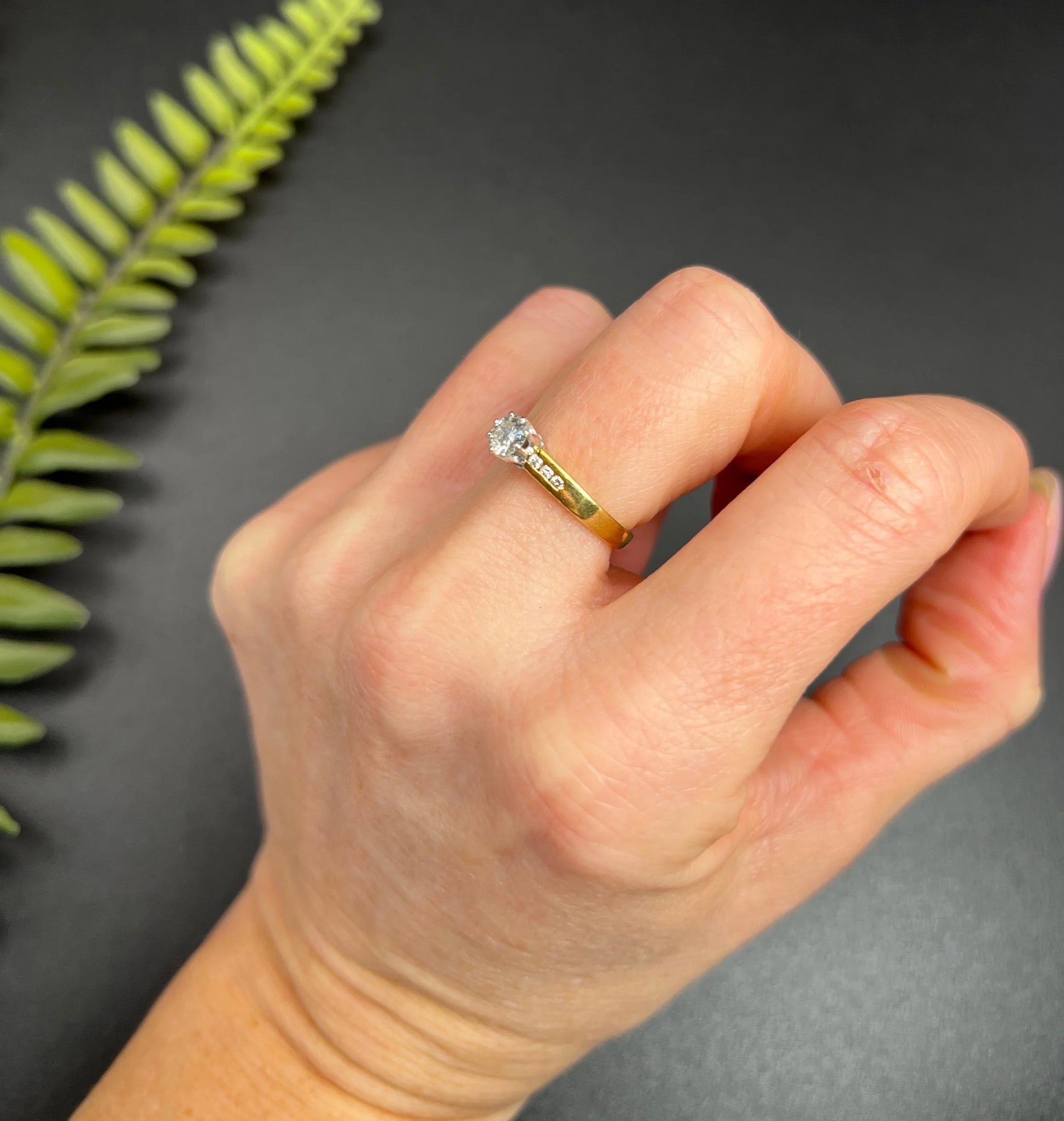 Vintage 18 ct White And Yellow Gold Solitaire Diamond Engagement Ring