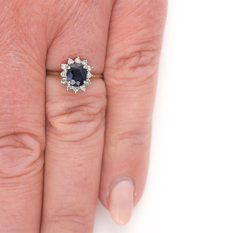 Vintage 1.34ct Sapphire and Diamond Cluster Ring