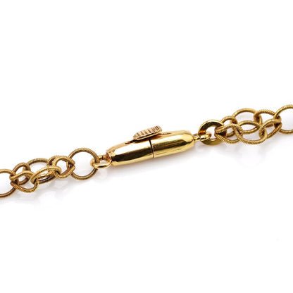 Vintage 18ct Yellow Gold Fancy Coiled Link Long Chain Necklace