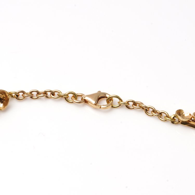 Vintage 18ct Yellow Gold Floral Necklace with Diamonds