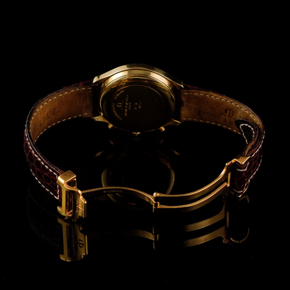 Vintage Baume and Mercier Baumatic 18ct Yellow Gold Chronograph Watch