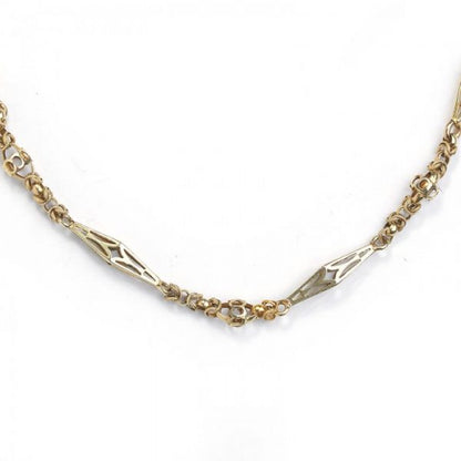 Antique Victorian Gold Fancy Link Long Chain Necklace, Circa 1875