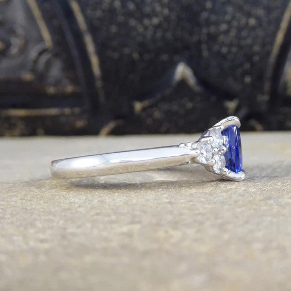 2.40ct Cushion Cut Tanzanite and Diamond Engagement Ring in Platinum