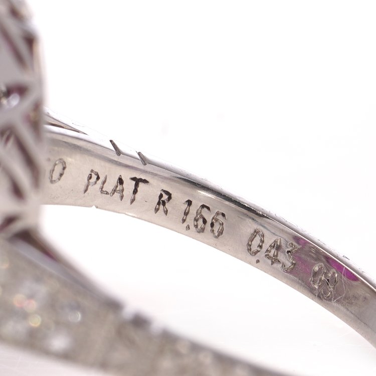 1.66ct Oval Ruby and Diamond Double Cluster Dress Ring in Platinum