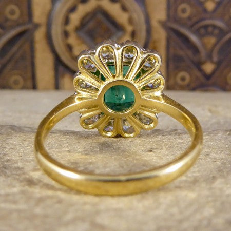 Emerald-Cut Emerald and Diamond Floral Cluster Ring, 2.75cts, 18ct Gold