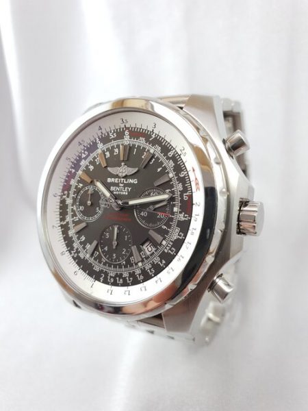 Breitling Bentley Motors 49mm Automatic Chronograph Stainless Steel Watch, black dial, stainless steel strap, Circa 2000s with papers