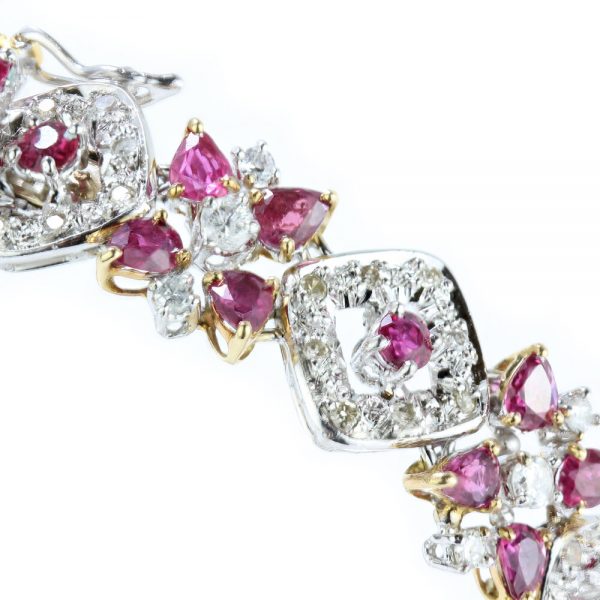 Vintage 3.52ct Thai Ruby and Diamond Bracelet, in 18ct yellow and white gold, Circa 1970s, with GCS certificate
