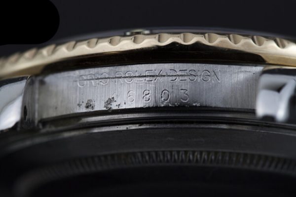 Rolex 16803 Submariner in Gold and Steel with Tropical Serti Dial