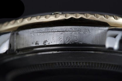 Rolex 16803 Submariner in Gold and Steel with Tropical Serti Dial