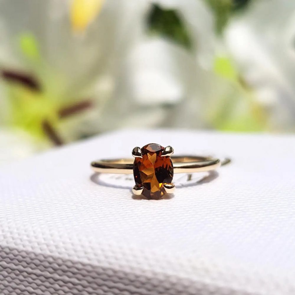 0.80ct Oval Yellow Tourmaline Solitaire Engagement Ring