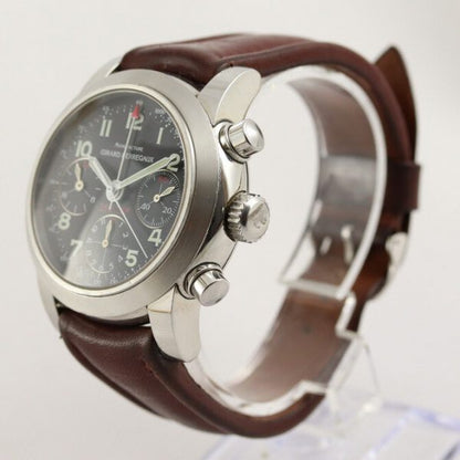 Girard Perregaux Ferrari 8090 Stainless Steel 40mm Automatic Chronograph Gents Watch; with black dial, chronograph and date functions and sapphire crystal, on a brown leather strap with steel buckle