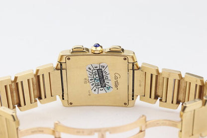 Cartier Tank Francaise 18ct Yellow Gold 1830 Chronograph, on an 18ct yellow gold bracelet with double fold clasp, with Cartier box.