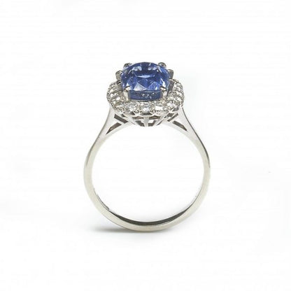 7.27ct Natural Sapphire and Diamond Cluster Ring in Platinum, Certified