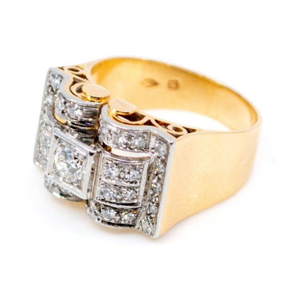 Retro Diamond Set Gold Ring