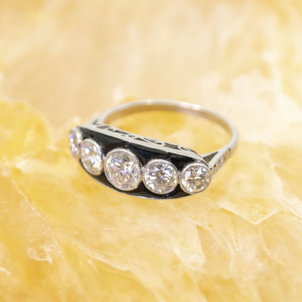 Vintage Onyx and Diamond Ring