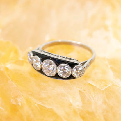 Vintage Onyx and Diamond Ring