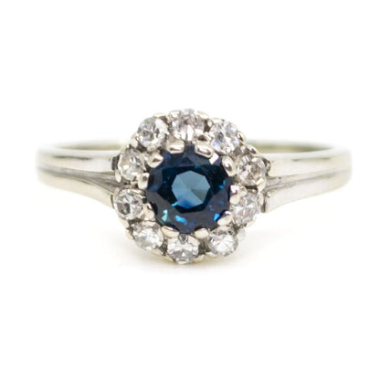 Vintage Sapphire and Diamond Cluster Ring