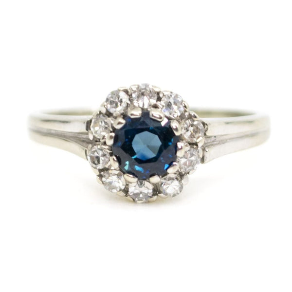 Vintage Sapphire and Diamond Cluster Ring